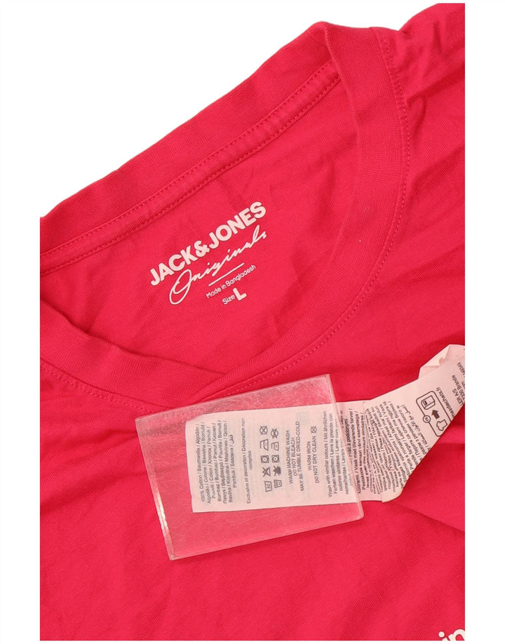 Camiseta masculina Jack & Jones grande algodão rosa