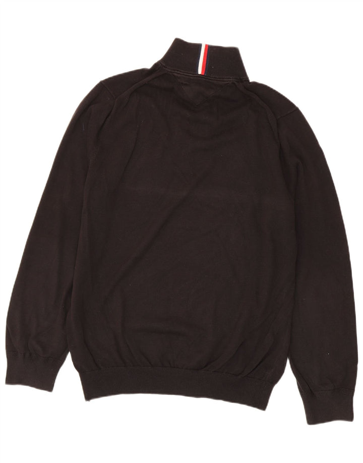 Suéter masculino Tommy Hilfiger com zíper e gola alta de algodão preto