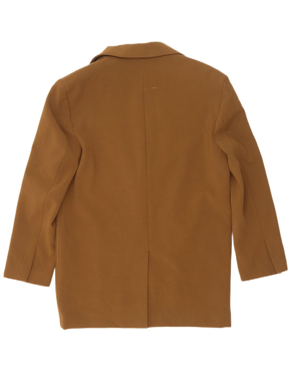 Zara Jaqueta Blazer Oversized Feminina com 2 Botões Reino Unido 10 Pequeno Marrom Poliéster