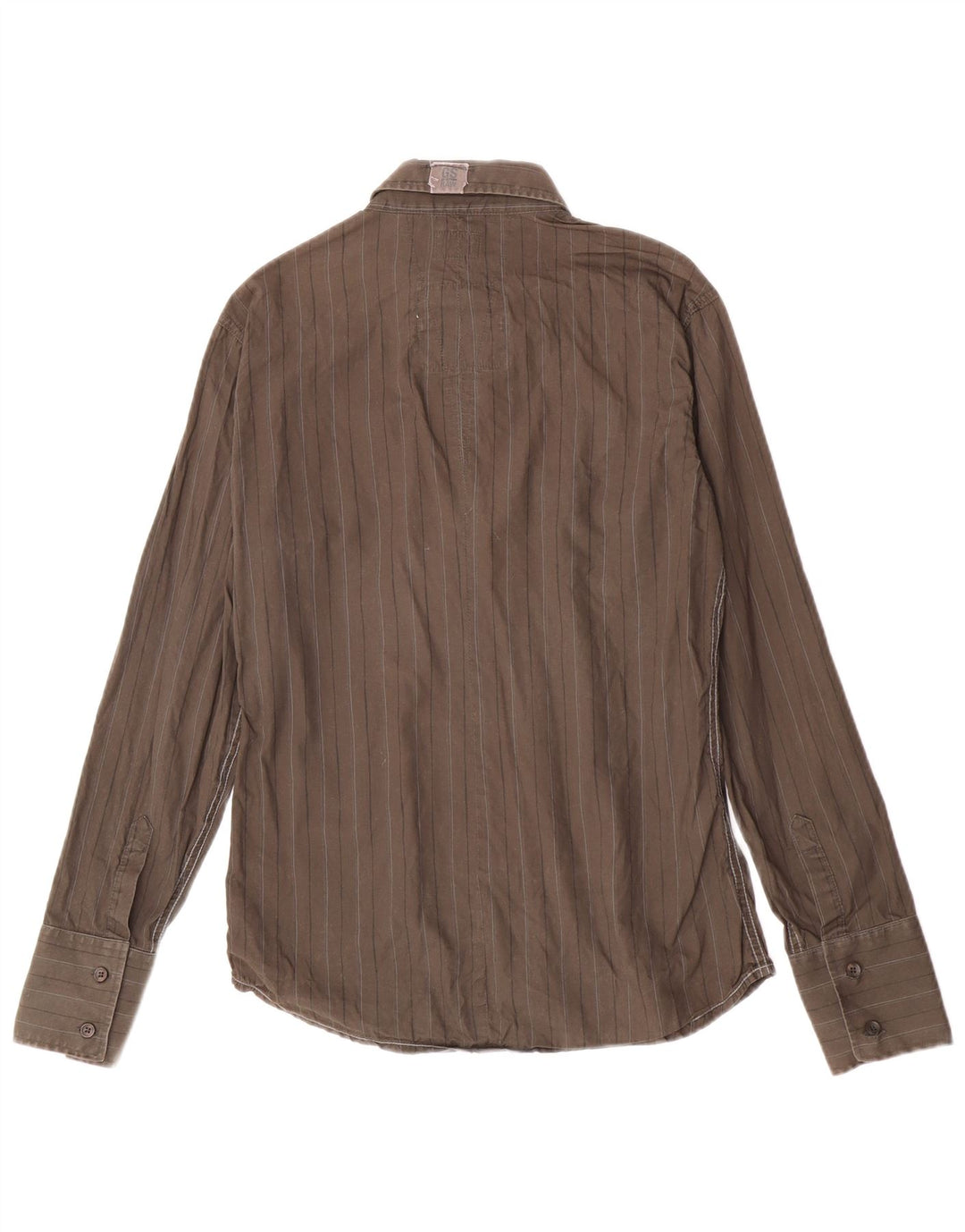 Camisa masculina G-Star de algodão listrado cáqui médio