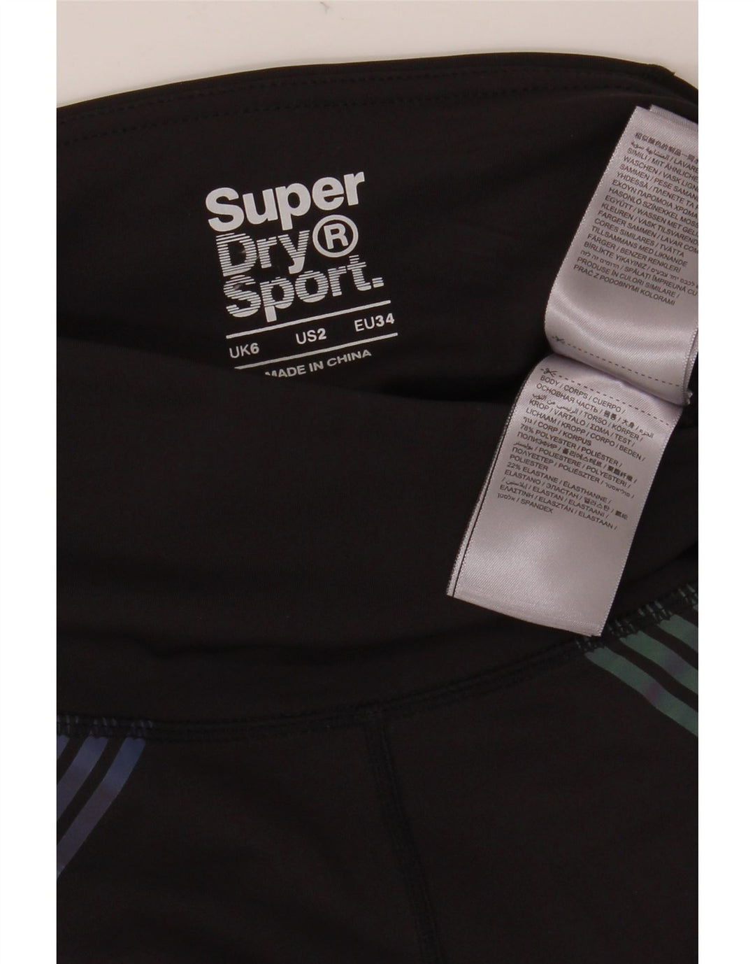 Leggings gráficas femininas SUPERDRY UK 6 poliéster preto pequeno