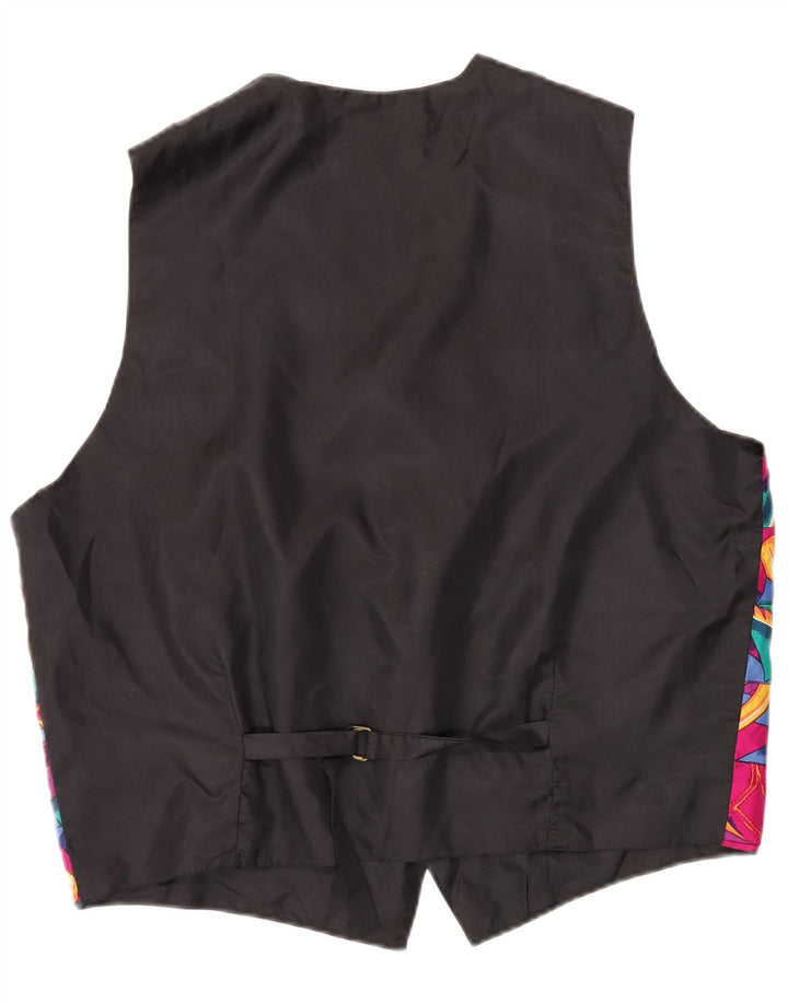 Colete masculino VINTAGE grande patchwork multicolorido de seda
