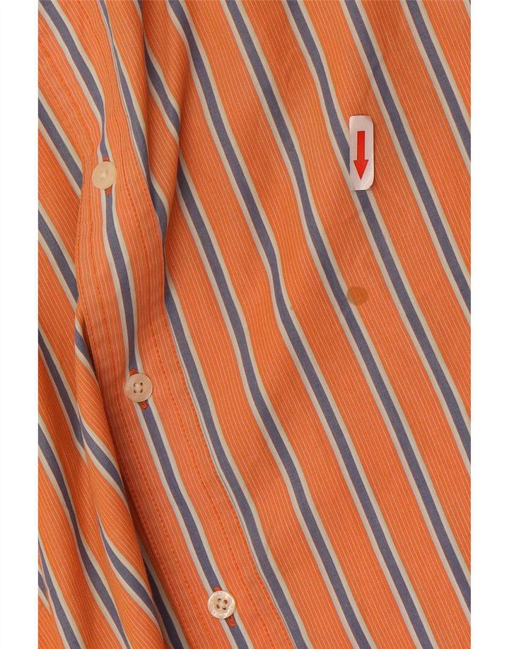 Camisa masculina de manga curta Chaps grande algodão listrado laranja