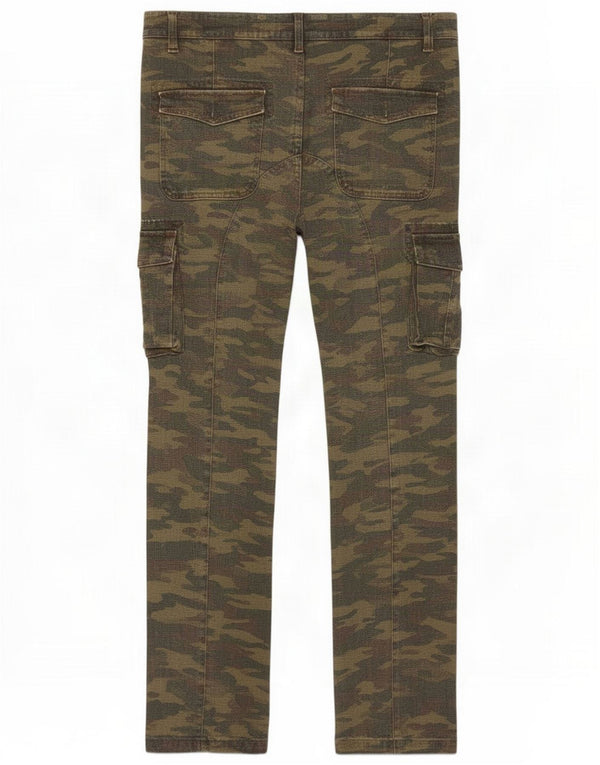 Calças cargo femininas retas vintage W30 L30 Algodão camuflado cáqui