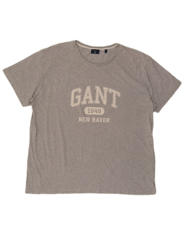 Camiseta masculina gráfica Gant 4XL algodão manchado cinza