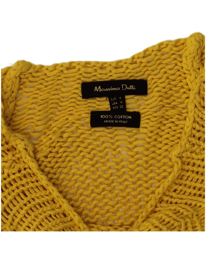 Suéter feminino Massimo Dutti com gola canoa e gola redonda Reino Unido 14 médio amarelo