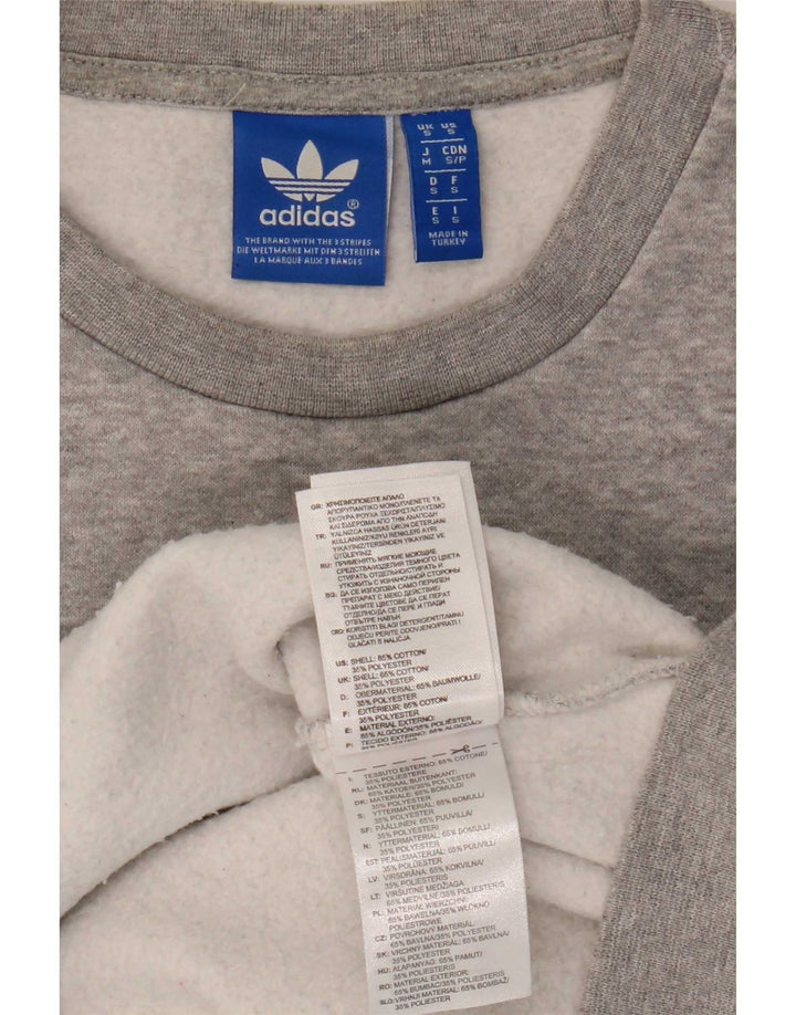 Adidas Mens Graphic Moletom Jumper Pequeno Algodão Cinza