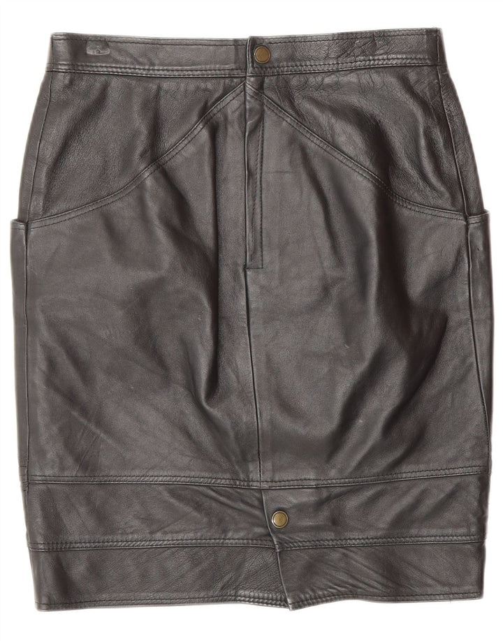 Saia feminina de couro VINTAGE IT 44 médio W28 couro preto