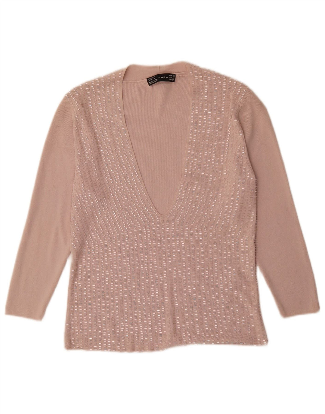 Blusa feminina Zara UK 14 grande rayon rosa