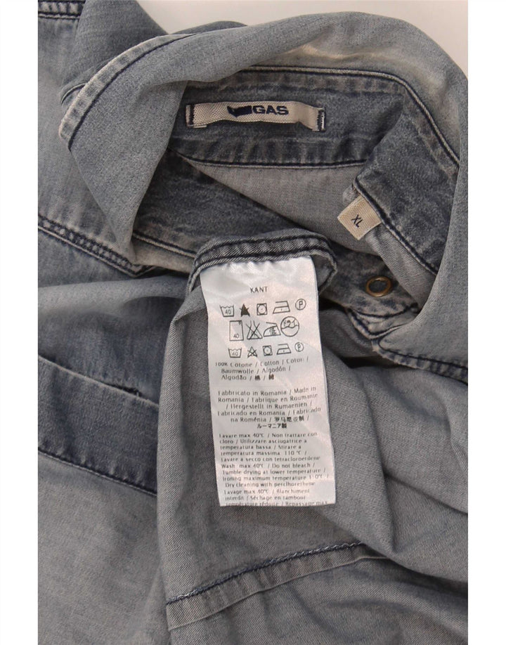 Camisa jeans masculina Gas XL algodão azul