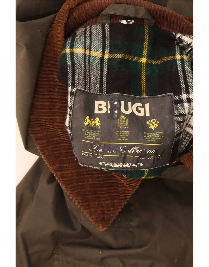 Jaqueta masculina de algodão encerado Brugi UK 40 grande bloco colorido cáqui