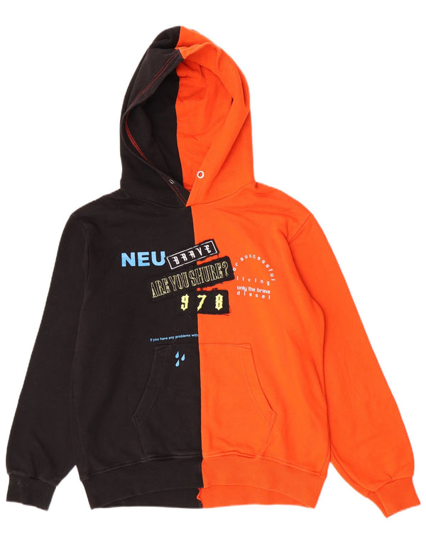 Suéter diesel com capuz gráfico para meninos 13-14 anos preto colorblock algodão