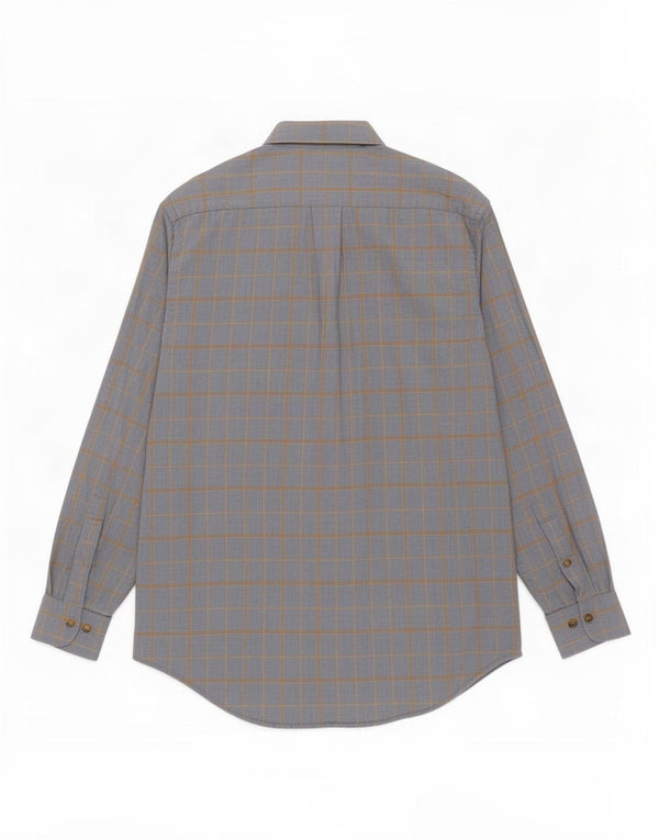 Camisa masculina de flanela Brooks Brothers algodão xadrez azul médio