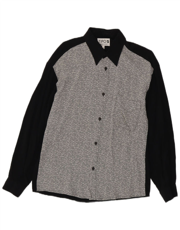 Camisa masculina Tipo'S média preta colorblock viscose