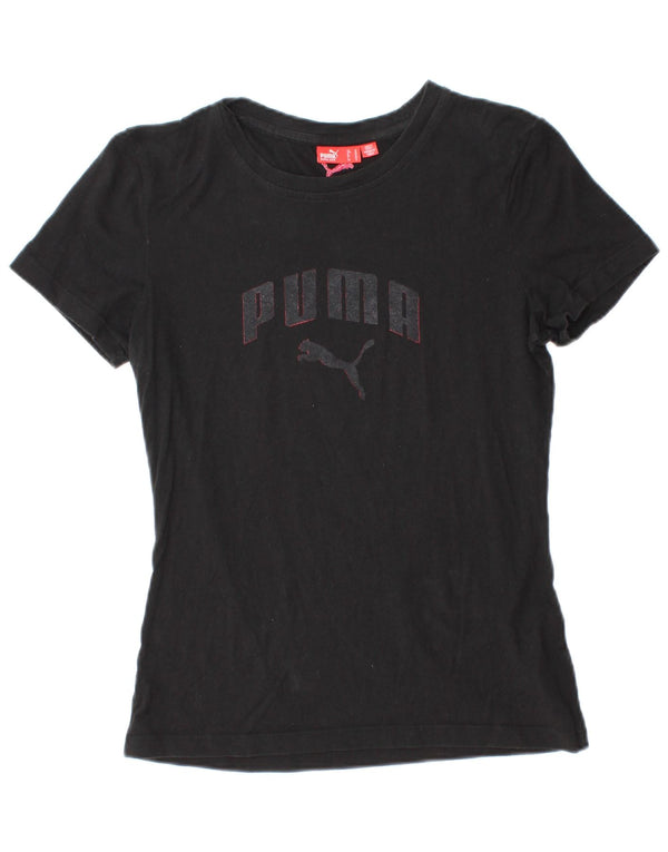 Puma Camiseta Feminina Graphic Top UK 12 Médio Algodão Preto