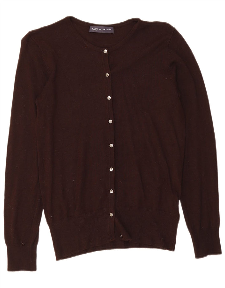 Suéter cardigã feminino Marks & Spencer UK 10 pequeno marrom viscose