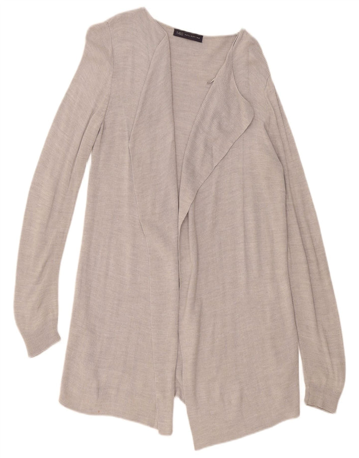 Marks & Spencer Suéter feminino Longline Open Cardigan Reino Unido 10 Pequeno Cinza