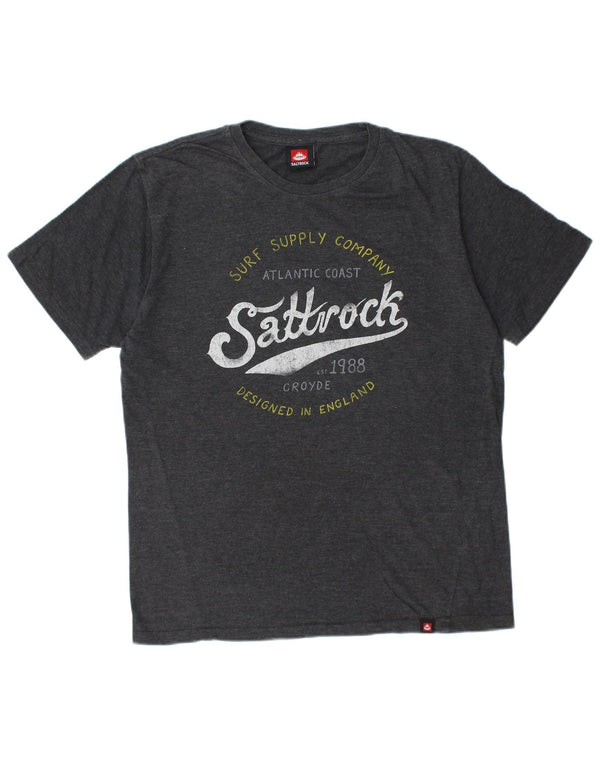 Camiseta masculina com estampa SALTROCK algodão cinza médio