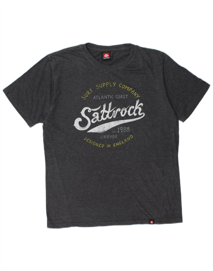 Camiseta masculina com estampa SALTROCK algodão cinza médio