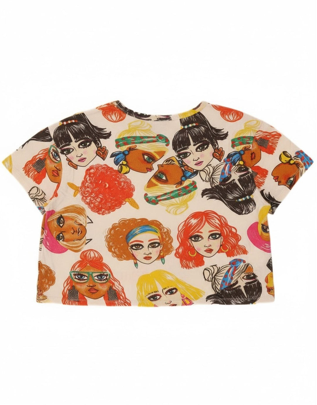 Camiseta feminina Zara Crop Graphic Top UK 14 Médio Multicolorido