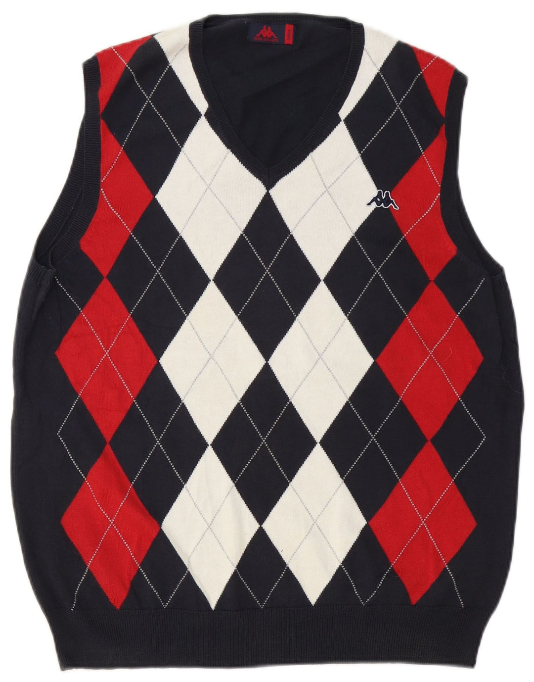 Kappa Mens Colete Regata Grande Azul Marinho Argyle/Diamante Algodão