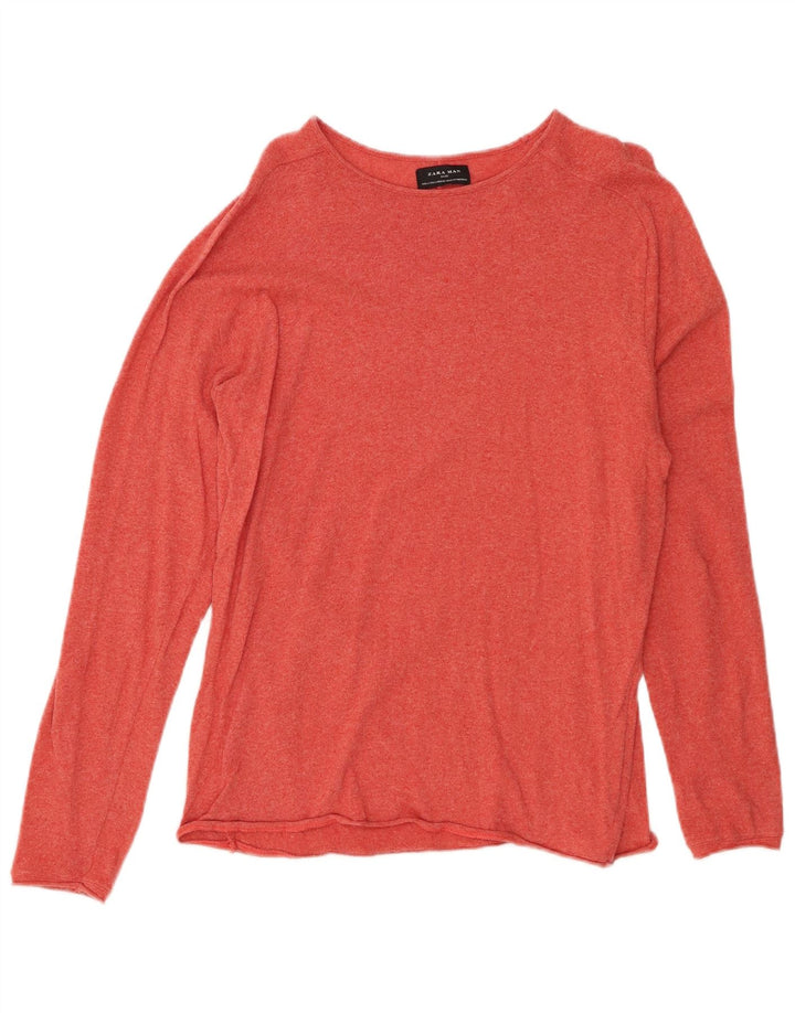 Suéter masculino ZARA com gola canoa grande vermelho