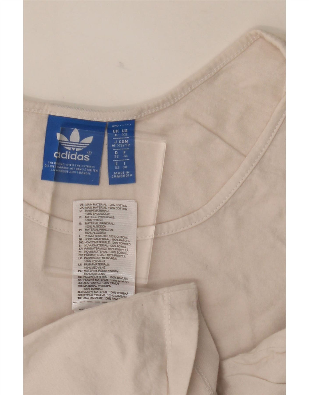 ADIDAS Womens Graphic Vest Top UK 6 XS White Cotton Vintage Adidas and Second-Hand Adidas from Messina Hembry 