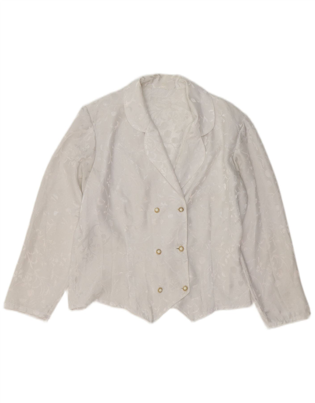 Jaqueta blazer feminina vintage manga 3/4 Reino Unido 14 médio branco floral