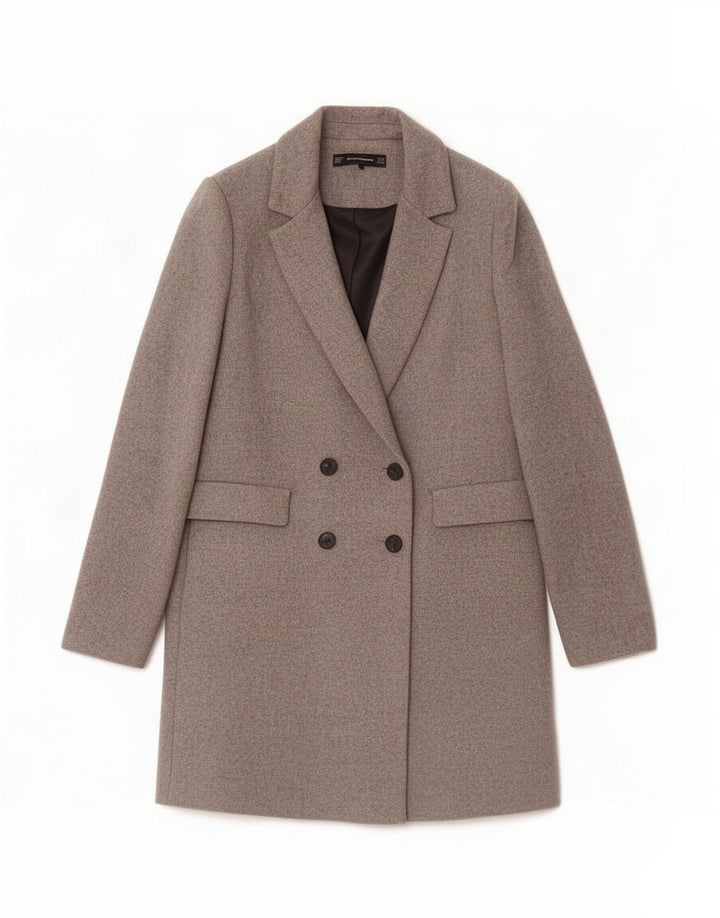 Casaco feminino Zara Trafaluc com peito duplo Reino Unido 12 cinza médio