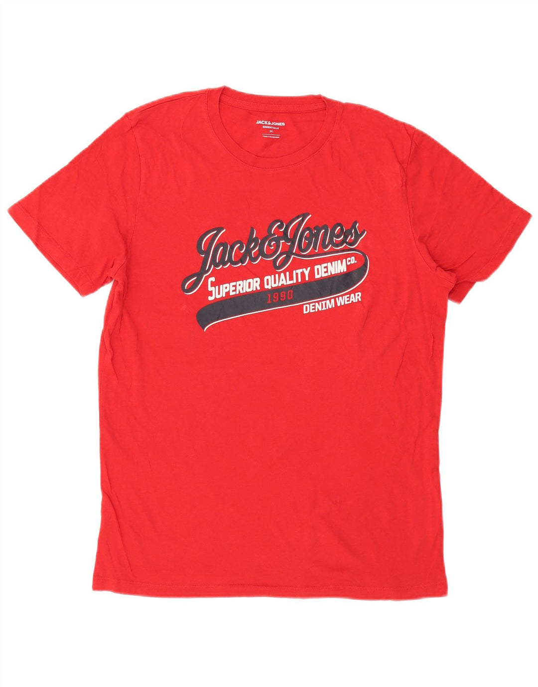 Camiseta gráfica masculina Jack & Jones Top médio algodão vermelho
