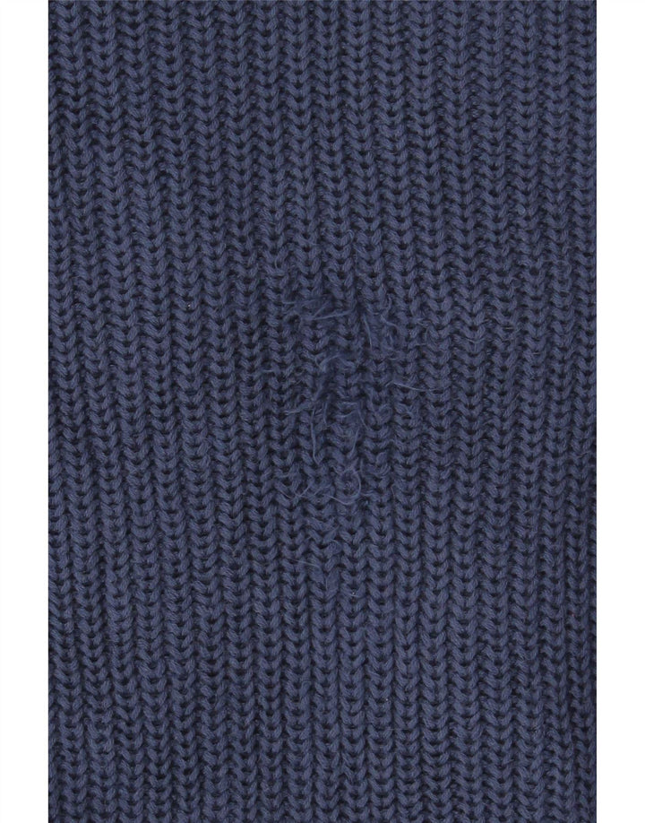 Suéter cardigã masculino com zíper completo L.L.Bean grande algodão azul marinho