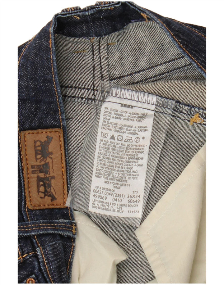Calça jeans reta feminina Levi's W34 L26 algodão azul marinho