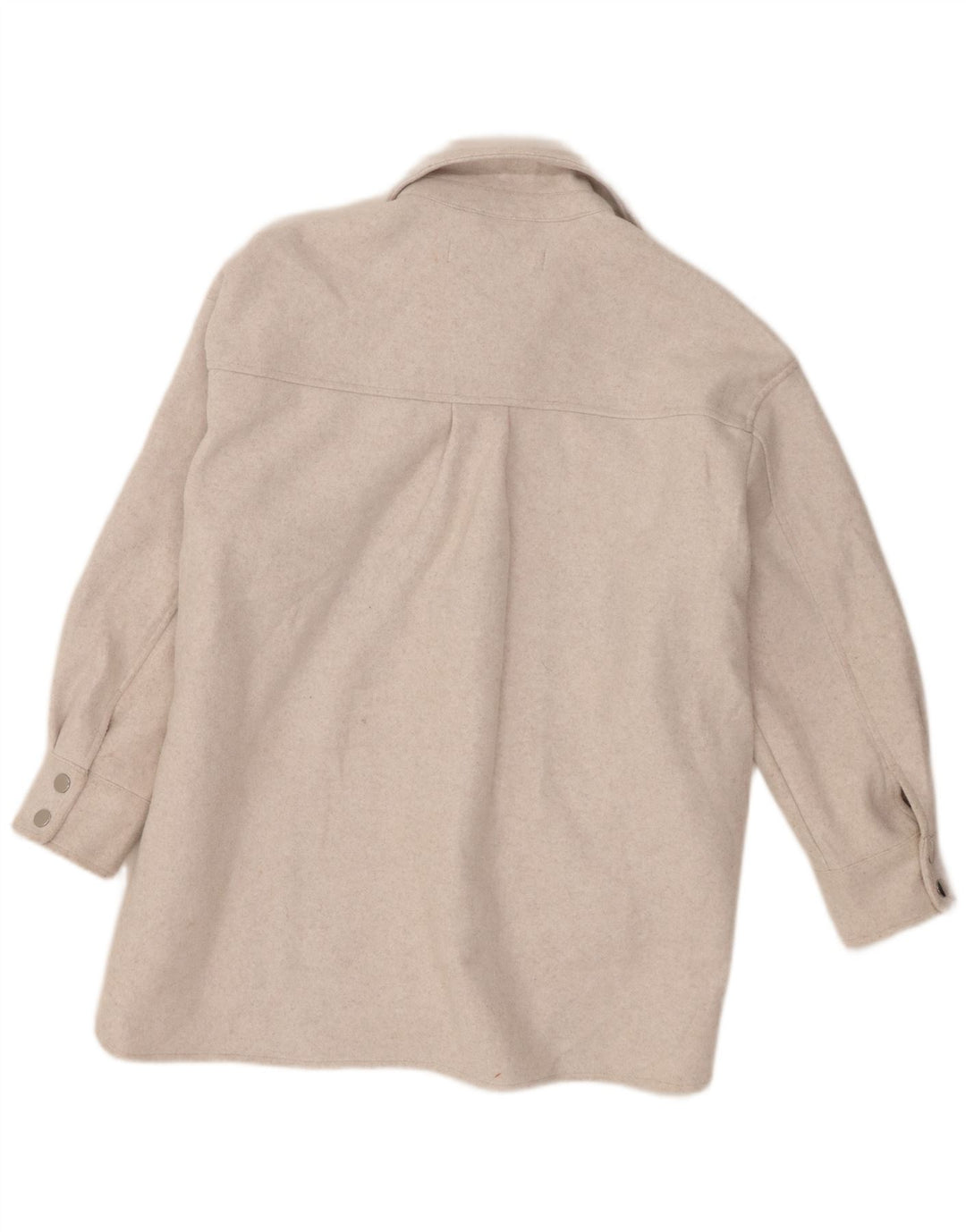 Jaqueta Zara Mulher Shacket UK 6 XS Poliéster Bege