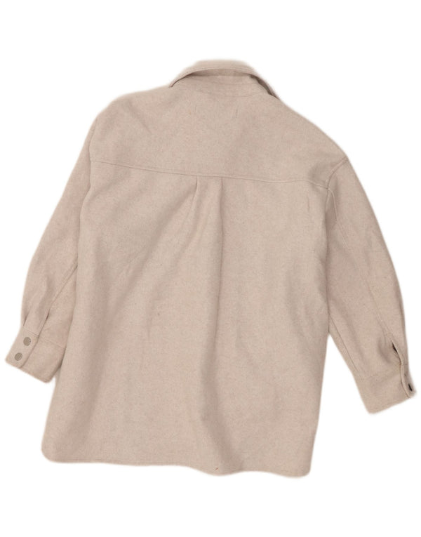 Jaqueta Zara Mulher Shacket UK 6 XS Poliéster Bege