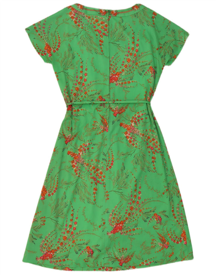 Vestido vintage feminino evasê EU 40 poliéster floral verde médio