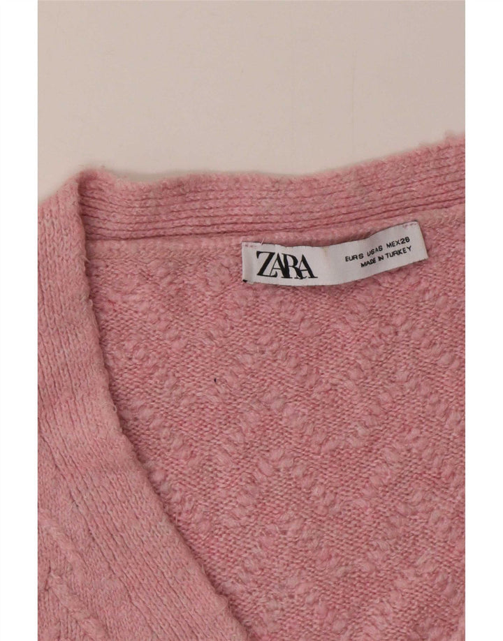 Zara Suéter Cardigan Oversized Feminino Reino Unido 10 Pequeno Rosa