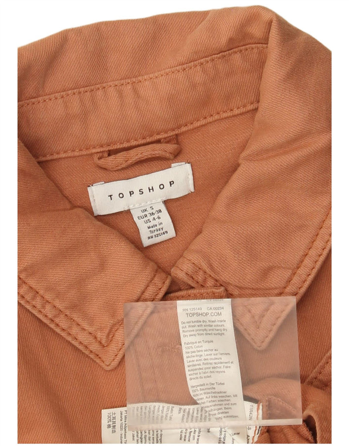 Jaqueta jeans feminina Topshop cropped grande Reino Unido 10 algodão laranja pequeno