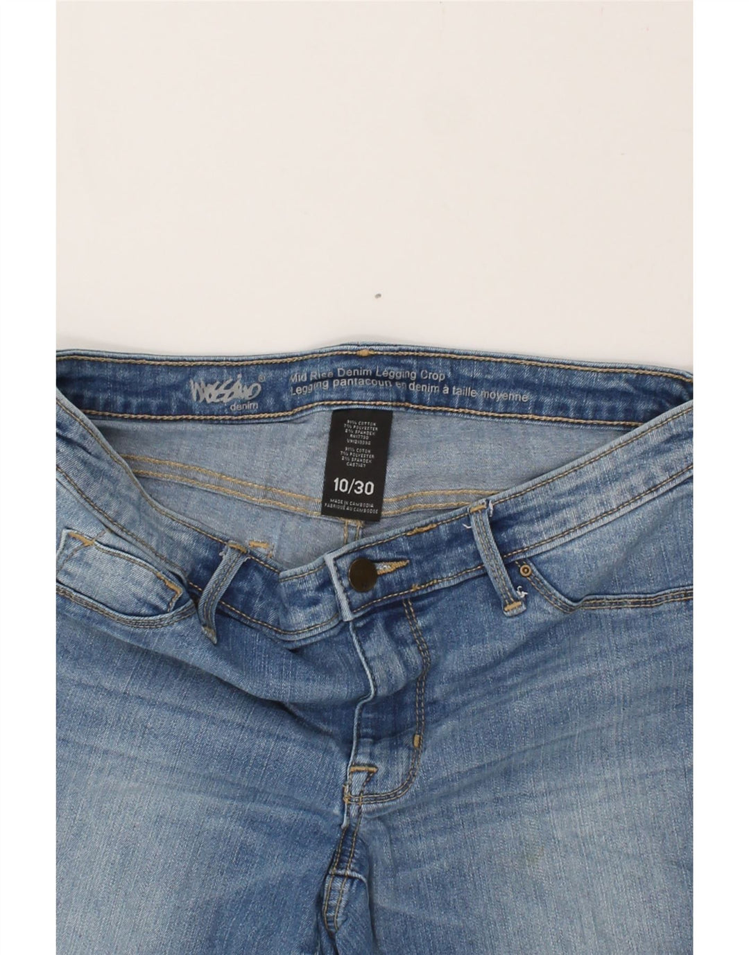 MOSSIMO Womens Mid Rise Legging Cropped Jeans W30 L25 Blue Cotton Vintage Mossimo and Second-Hand Mossimo from Messina Hembry 