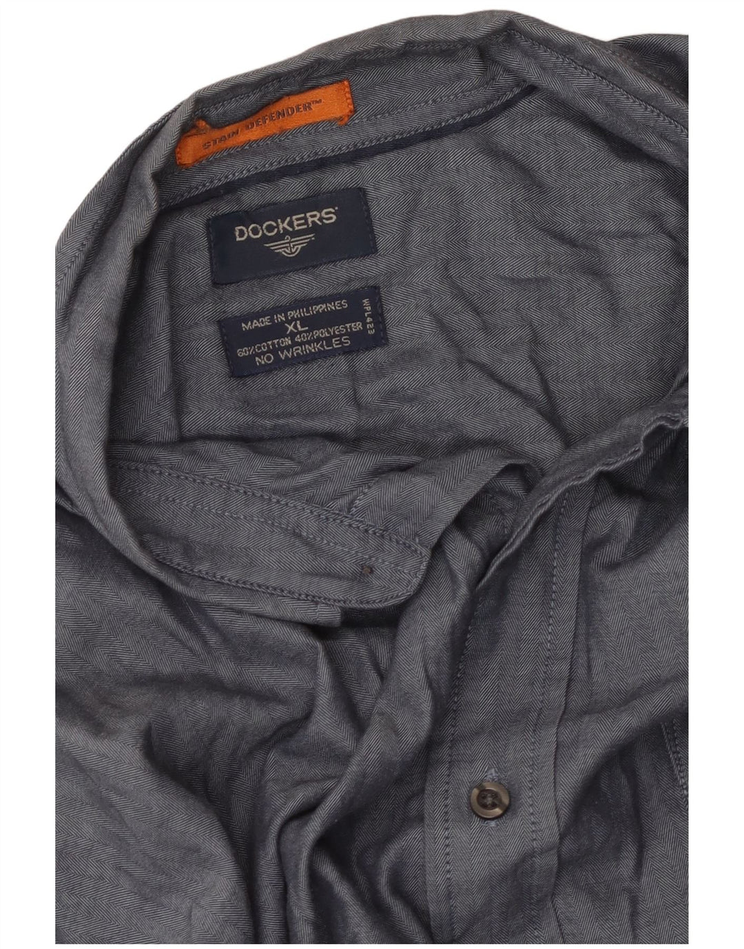 Camisa masculina Dockers Stain Defender XL azul espinha de peixe