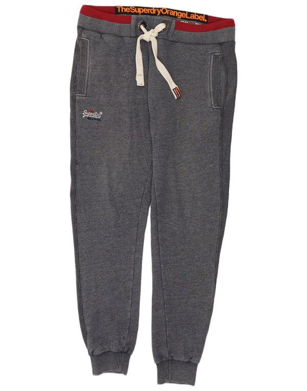 Calça de treino masculina Superdry Slim Fit joggers médio azul marinho manchado