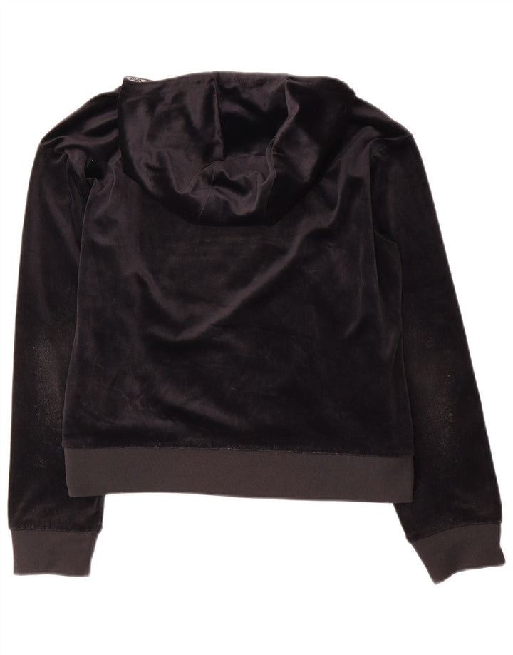 ADIDAS Meninas Graphic Velour Hoodie Jumper 13-14 Anos Preto