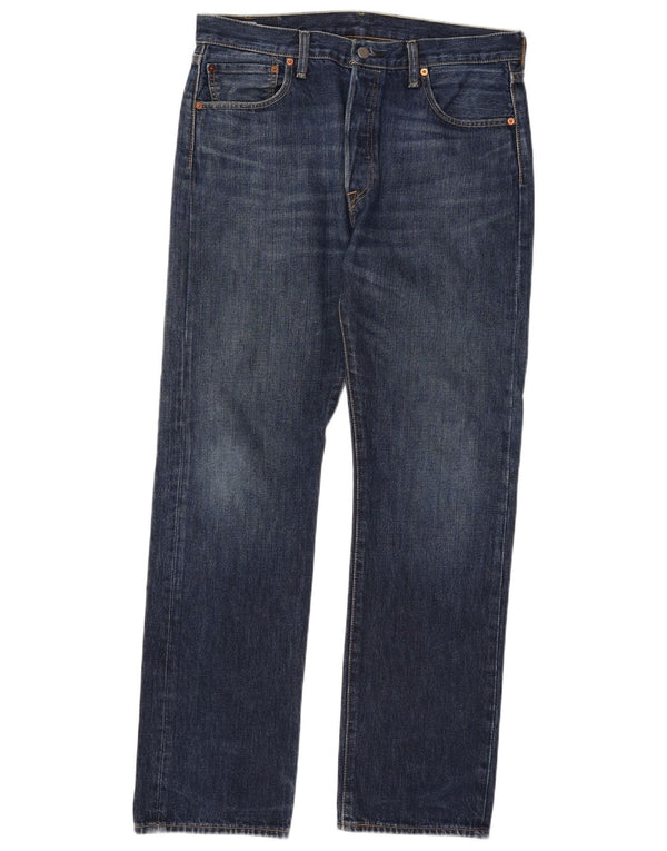 Levi's Masculino 501 Straight Jeans W34 L32 Azul Marinho Algodão