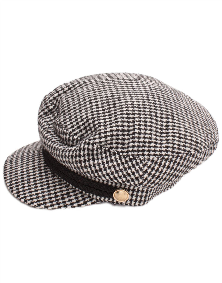 Zara Boné Newsboy Feminino Pequeno Preto Houndstooth