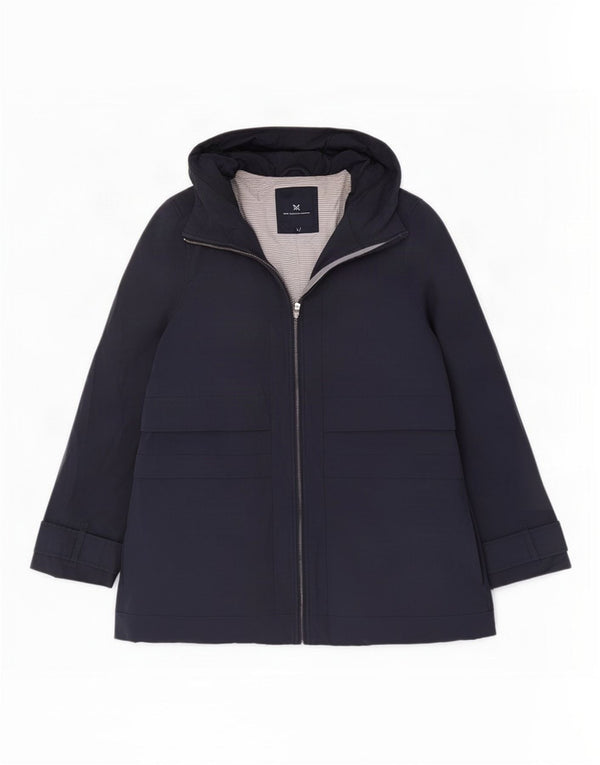 Jaqueta de chuva feminina com capuz Crew Clothing UK 14 grande algodão azul marinho