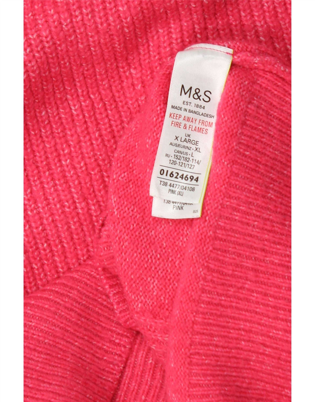 Suéter feminino Marks & Spencer com gola redonda grande e tamanho 18 XL rosa