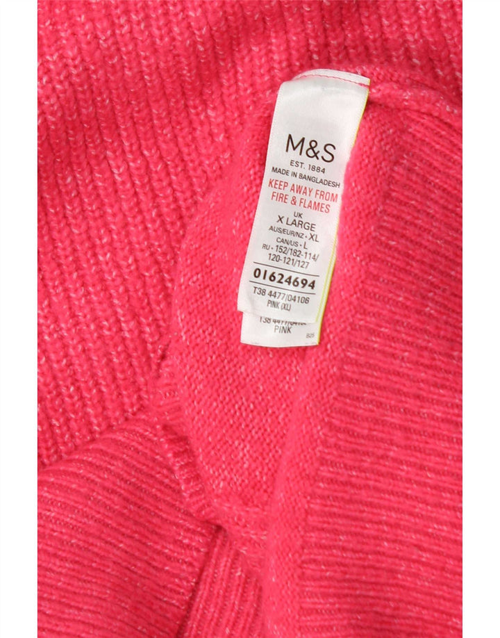 Suéter feminino Marks & Spencer com gola redonda grande e tamanho 18 XL rosa