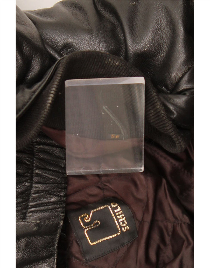 Jaqueta de couro militar masculina SCHILD Reino Unido 40 grande couro preto