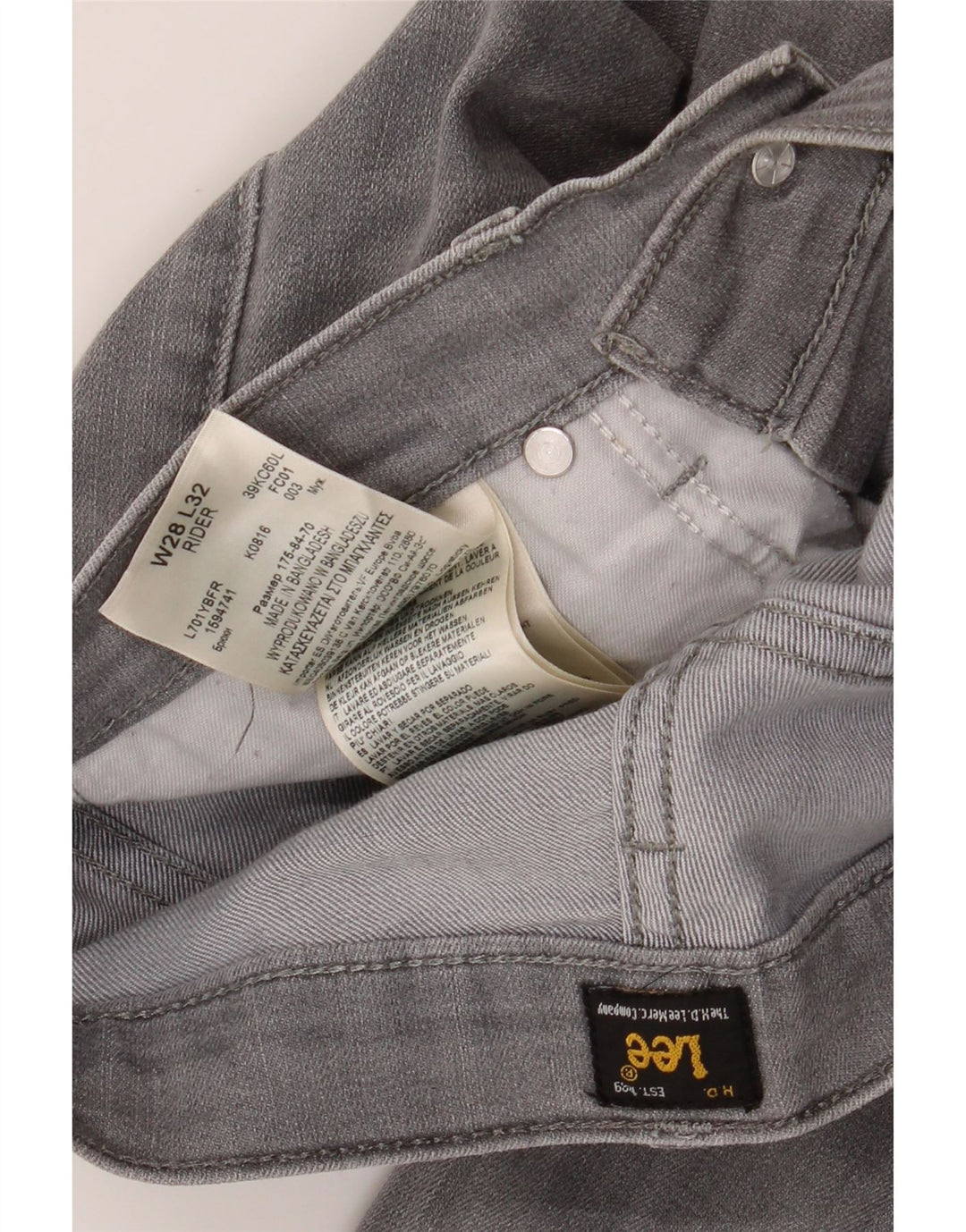 LEE Mens Rider Slim Jeans W28 L32 Grey Cotton Vintage Lee and Second-Hand Lee from Messina Hembry 