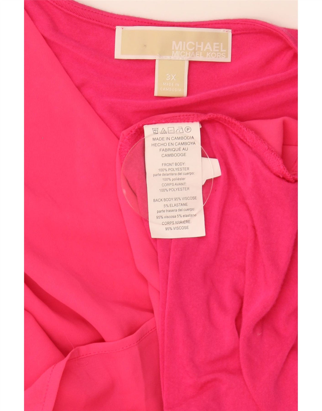 Blusa feminina sem mangas Michael Kors Top UK 22 3XL poliéster rosa