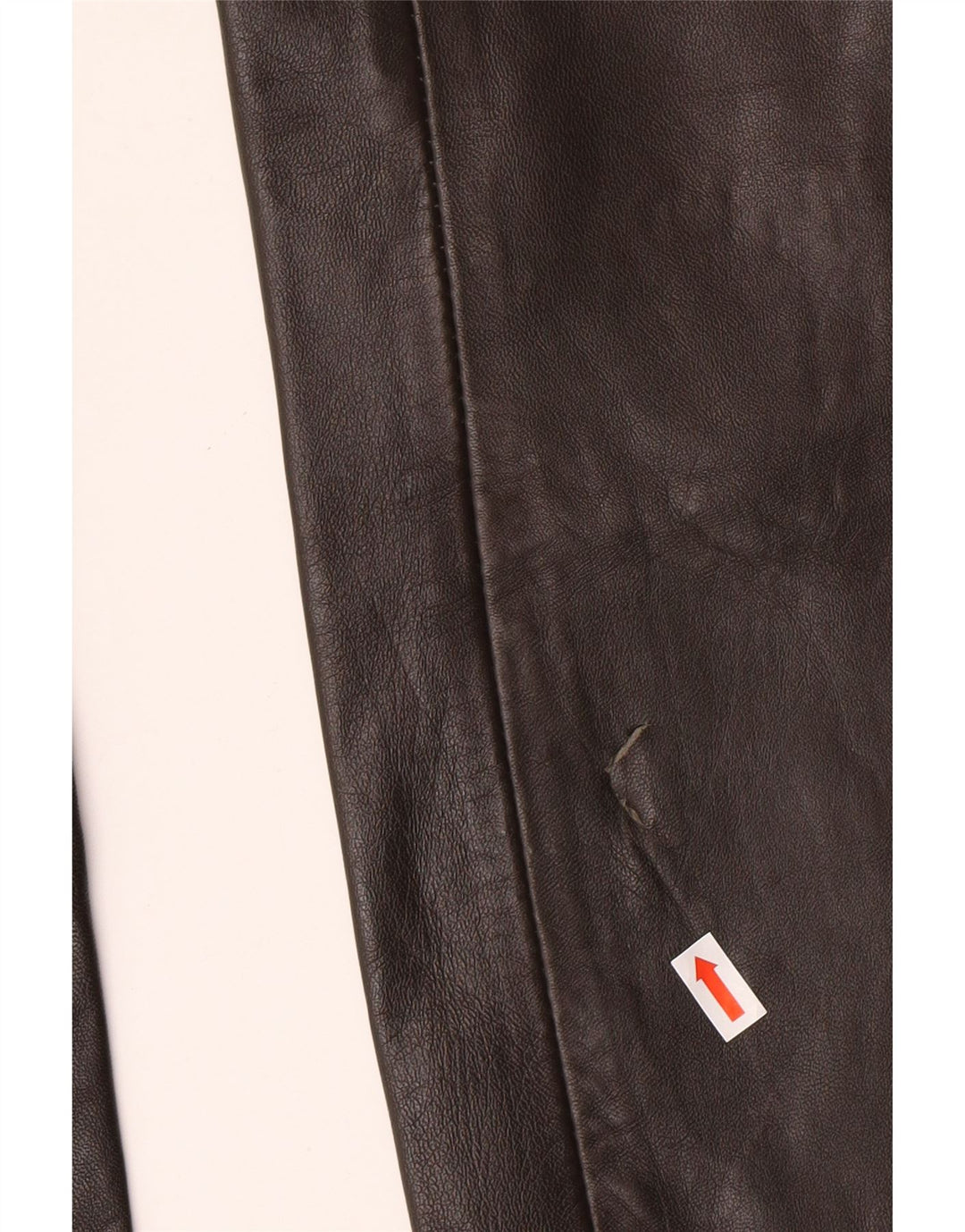 Calça feminina de couro MADDOX UE 36 pequena W26 L32 couro marrom